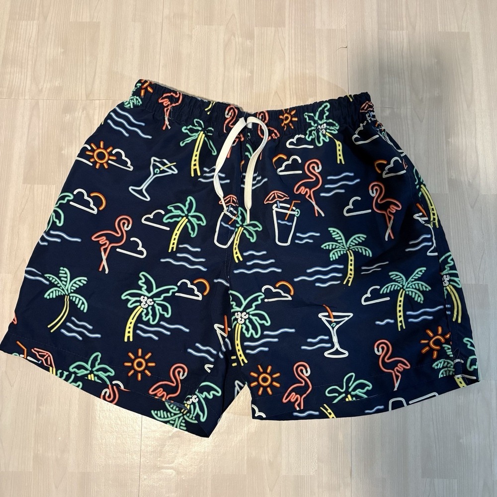 Chubbies Swim Trunks Mens Neon Lights Size L Drawstring Inseam 6" Lined